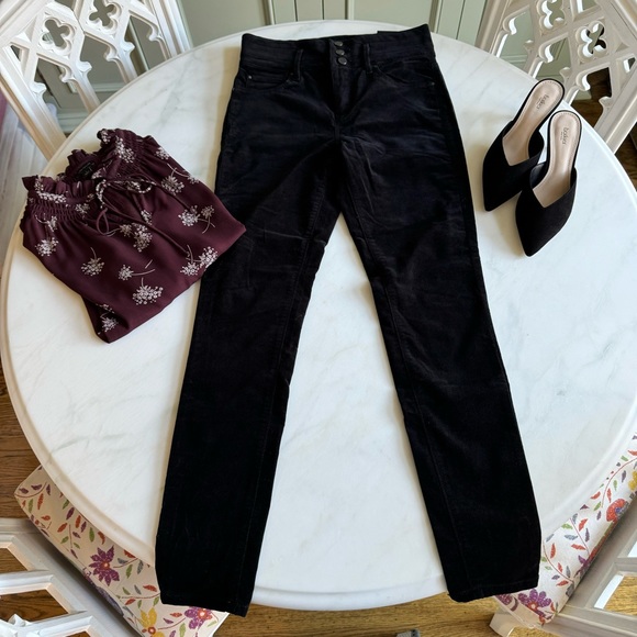 Ann Taylor High Rise 5-Pocket Velvet Pants Black Sz 2 - Picture 2 of 11